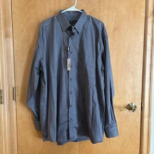 St Croix Mens XXL Mini Stripe Button‎ Up Cotton Made In Italy Dress Adult NWT